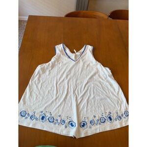 Cato Fashions White Embroidered Tank Top V Neck Sleeveless Womens Plus Size